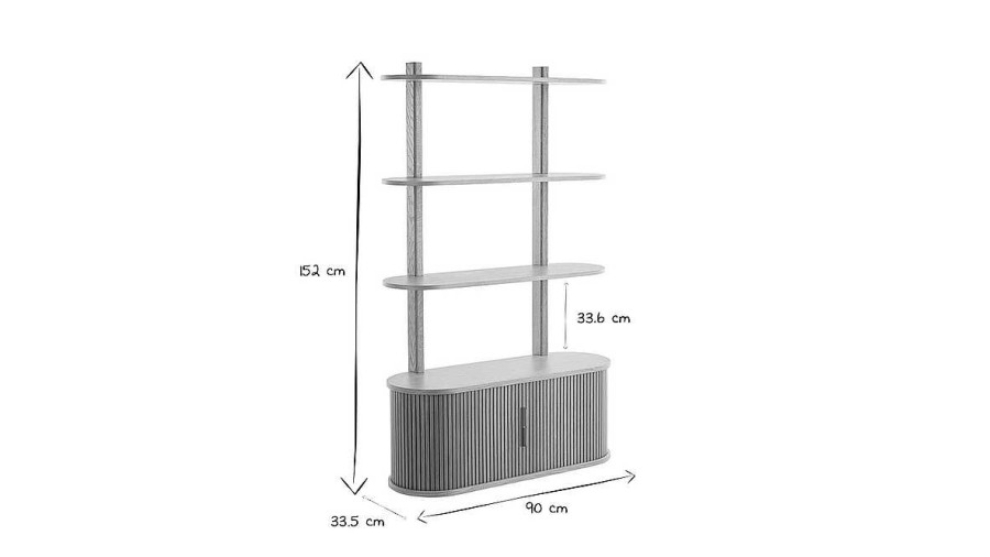 Bureau Miliboo | Biblioth Que Murale En Bois Clair Ch Ne Avec Rangement 2 Portes Coulissantes L90 Cm Epic