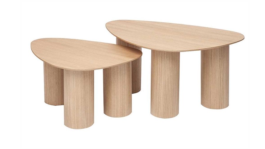 Table Miliboo | Tables Basses Gigognes Design En Bois Clair (Lot De 2) Foleen