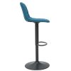 Chaise & Tabouret Miliboo Tabouret De Bar | Tabourets De Bar R Glables En Tissu Et M Tal Bleu Canard (Lot De 2) Saury