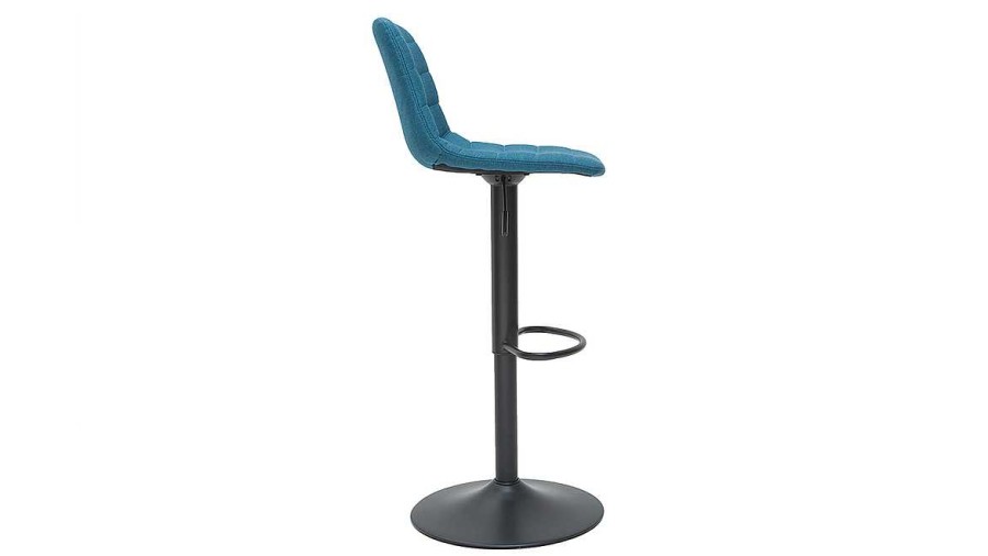 Chaise & Tabouret Miliboo Tabouret De Bar | Tabourets De Bar R Glables En Tissu Et M Tal Bleu Canard (Lot De 2) Saury