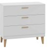 Rangement Miliboo | Commode Blanc Mat Et Bois Clair 3 Tiroirs L90 Cm Elias