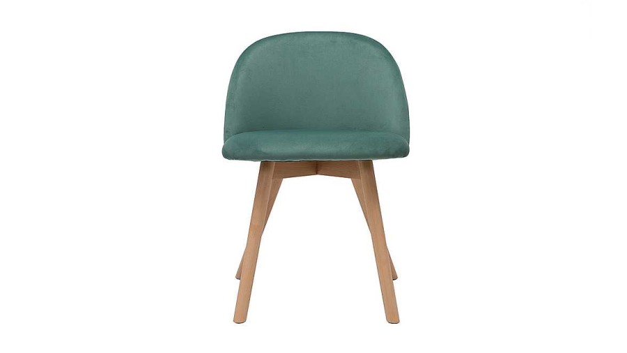 Chaise & Tabouret Miliboo Chaise Design | Chaises Scandinaves En Tissu Velours Vert C Ladon Et Bois Clair Massif (Lot De 2) Celeste