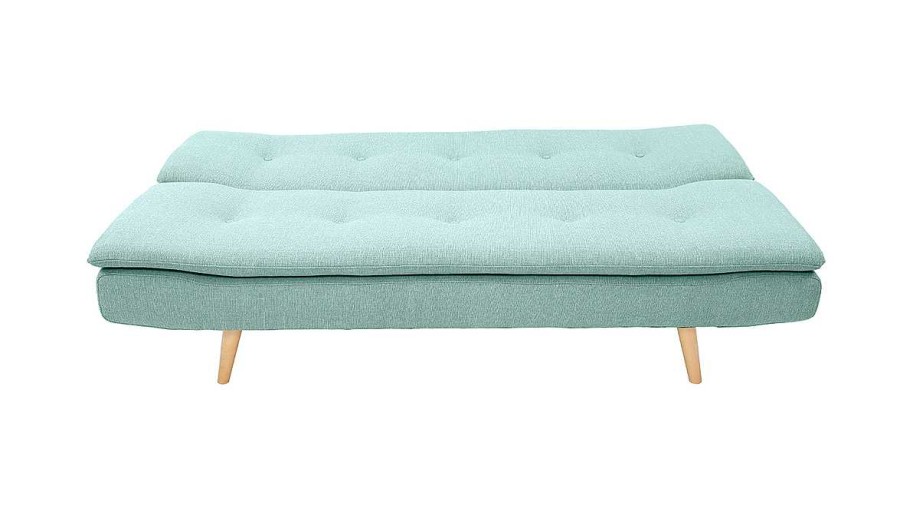 Canap & Fauteuil Miliboo Canap Convertible | Canap Convertible Scandinave 3 Places En Tissu Vert Lagon Et Bois Clair Senso