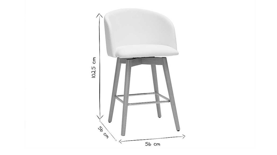 Chaise & Tabouret Miliboo Tabouret De Bar | Tabourets De Bar Design Blanc Et Bois Clair H68 Cm (Lot De 2) Vanity