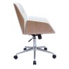 Chaise & Tabouret Miliboo | Chaise De Bureau Roulettes Design Blanc, Bois Clair Et Acier Chrom Marlow