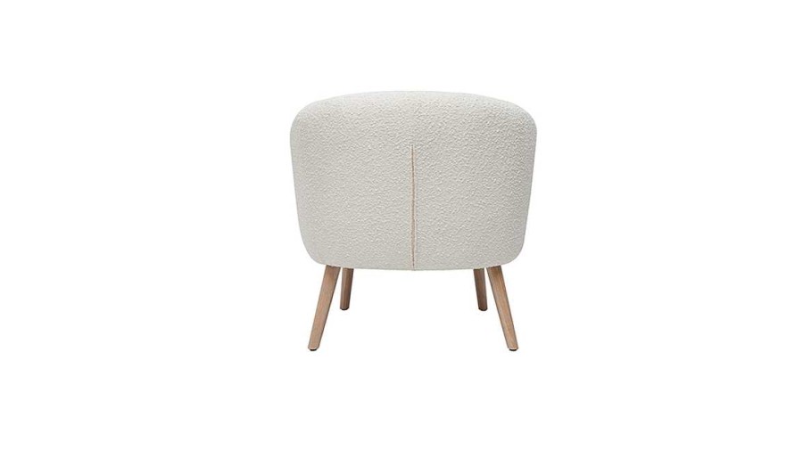 Canap & Fauteuil Miliboo Fauteuil Design | Fauteuil Scandinave En Tissu Effet Laine Boucl E Blanc Cass Et Bois Clair Maggie