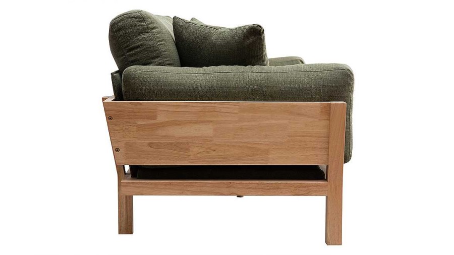 Canap & Fauteuil Miliboo Canap Design | Canap Scandinave D Houssable 3 Places En Tissu Kaki Et Bois Clair Kyo