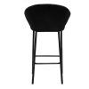 Chaise & Tabouret Miliboo Tabouret De Bar | Tabouret De Bar Design En Velours Noir H68 Cm Dally