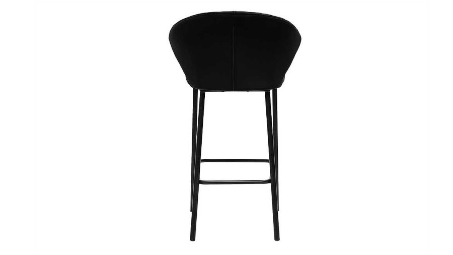 Chaise & Tabouret Miliboo Tabouret De Bar | Tabouret De Bar Design En Velours Noir H68 Cm Dally