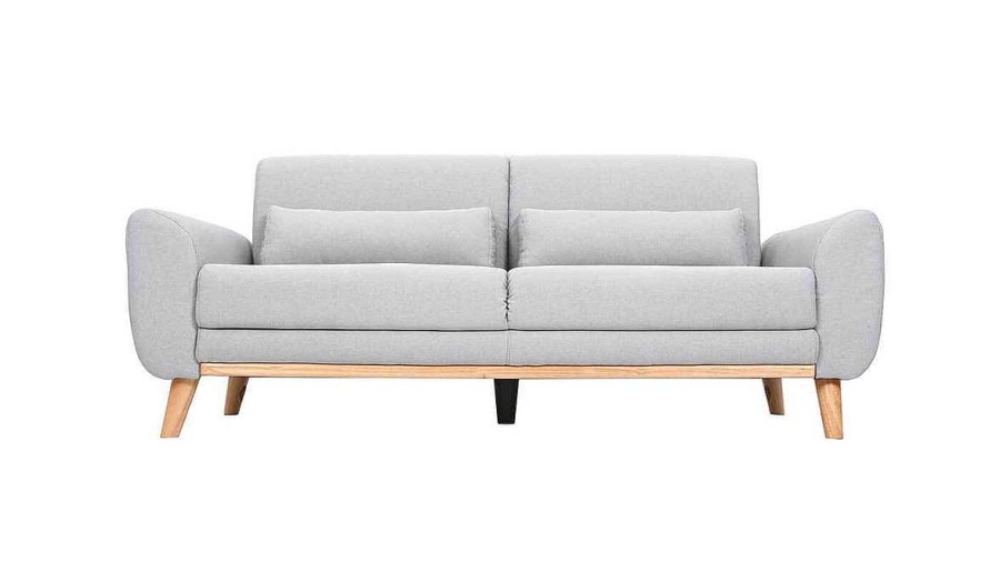 Canap & Fauteuil Miliboo Canap Design | Canap Scandinave 3 Places En Tissu Gris Clair Et Bois Clair Ektor