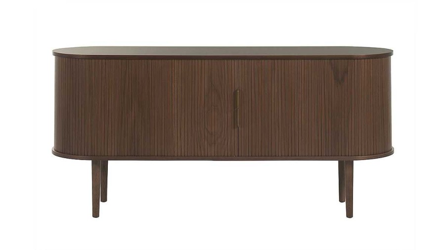 Rangement Miliboo | Buffet Vintage En Bois Fonc Noyer 2 Portes Coulissantes L160 Cm Epic