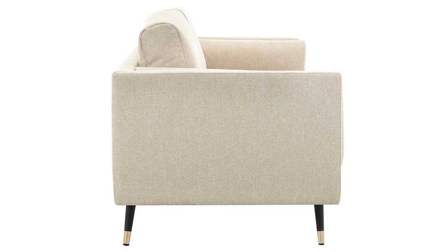 Canap & Fauteuil Miliboo Canap Design | Canap Design 2-3 Places En Tissu Beige Naturel, Bois Noir Et M Tal Dor Sting