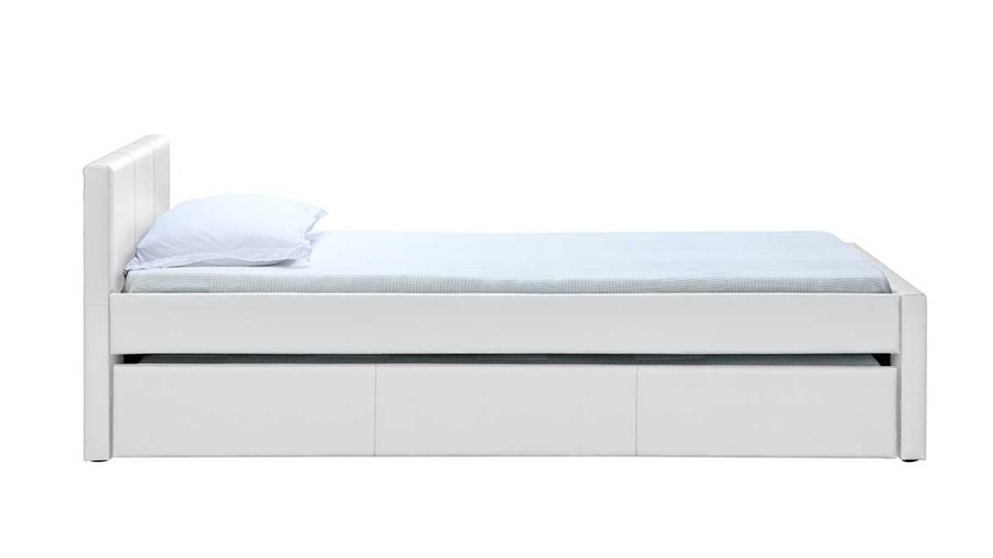 Chambre Miliboo | Lit Gigogne Blanc Mat 90X190 Cm Macco