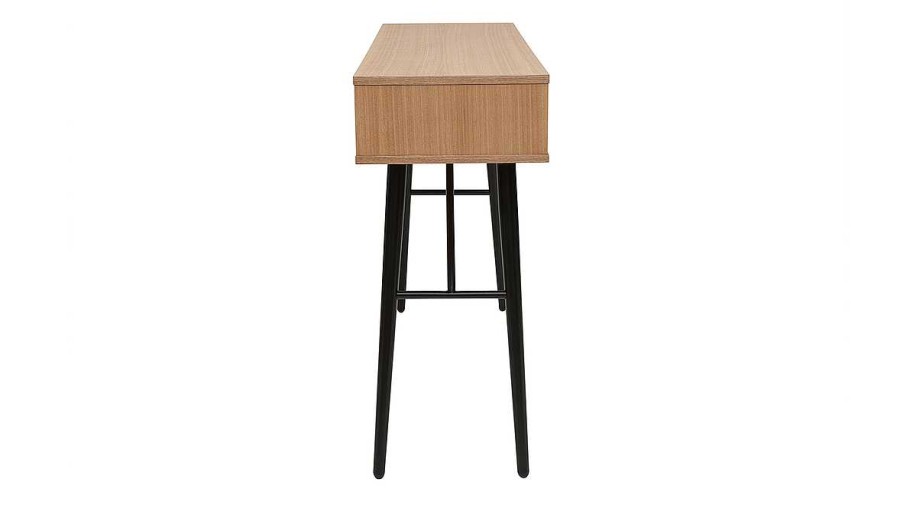 Table Miliboo | Console Avec Rangements 3 Tiroirs En Bois Clair Et M Tal Noir L120 Cm Alstoria