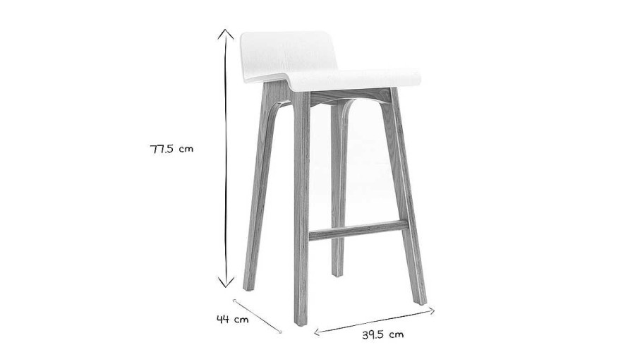 Chaise & Tabouret Miliboo Tabouret De Bar | Tabourets De Bar Scandinaves Bois Clair Et Blanc H65 Cm (Lot De 2) Baltik