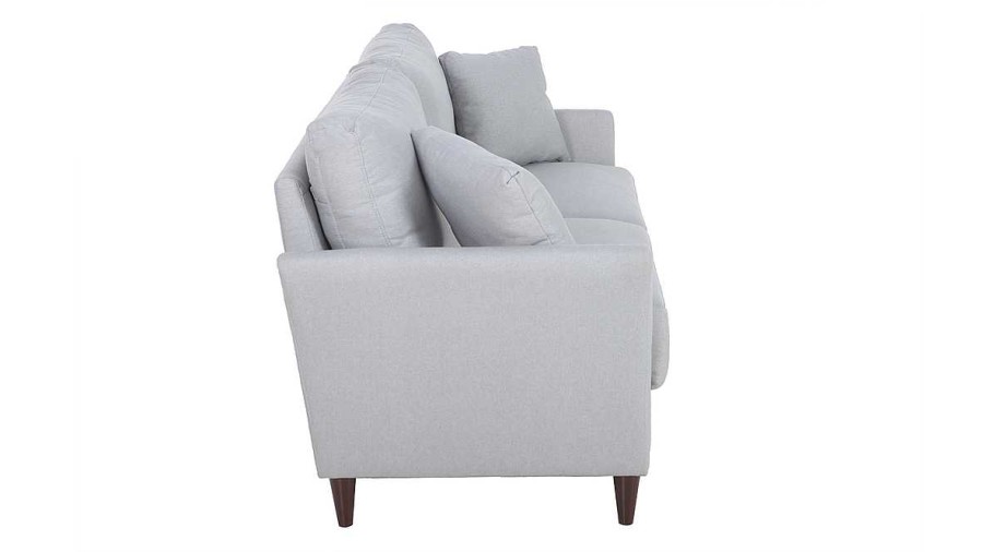 Canap & Fauteuil Miliboo Canap Design | Canap Avec Coffre 3 Places En Tissu Gris Clair Et Bois Fonc Medley