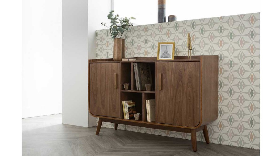 Rangement Miliboo | Buffet Vintage En Bois Fonc Noyer 2 Portes L122 Cm Hallen