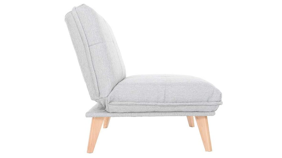 Canap & Fauteuil Miliboo Fauteuil Design | Fauteuil Scandinave Combiner En Tissu Gris Clair Et Bois Clair Bennie