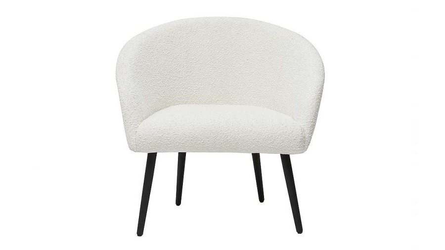 Canap & Fauteuil Miliboo Fauteuil Design | Fauteuil Design En Tissu Effet Laine Boucl E Blanc Cass Et Metal Noir Olivia