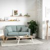 Canap & Fauteuil Miliboo Canap Design | Canap Scandinave D Houssable 2 Places En Tissu Effet Velours Jaune Moutarde Et Bois Clair Oslo