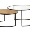 Table Miliboo | Tables Basses Gigognes Rondes Verre Tremp , Bois Manguier Massif Et M Tal Noir (Lot De 2) Tahl