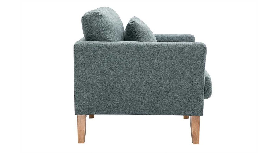 Canap & Fauteuil Miliboo Fauteuil Design | Fauteuil Scandinave D Houssable En Tissu Vert De Gris Et Bois Clair Oslo