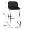 Chaise & Tabouret Miliboo Tabouret De Bar | Tabourets De Bar Fixes En Tissu Velours Noir Pieds M Tal Noir H65 (Lot De 2) Kaoly