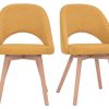 Chaise & Tabouret Miliboo Chaise Design | Chaises Scandinaves En Tissu Effet Velours Textur Jaune Moutarde Et Bois Clair (Lot De 2) Cosette