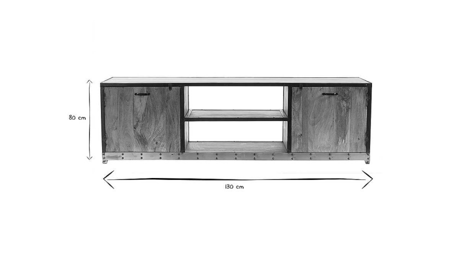 Rangement Miliboo Meuble Tv Design | Meuble Tv Industriel En Bois Manguier Massif L178 Cm Industria