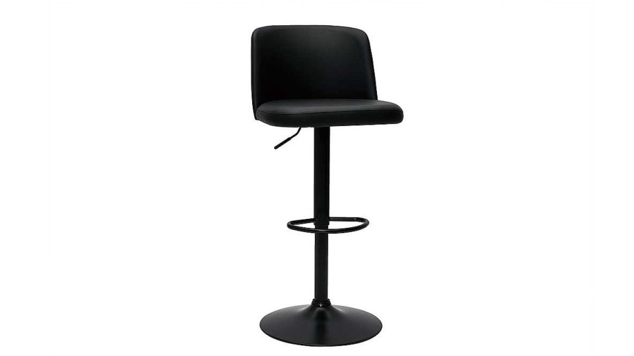 Chaise & Tabouret Miliboo Tabouret De Bar | Tabourets De Bar R Glables En Polyur Thane Noir Et M Tal Noir (Lot De 2) Monti