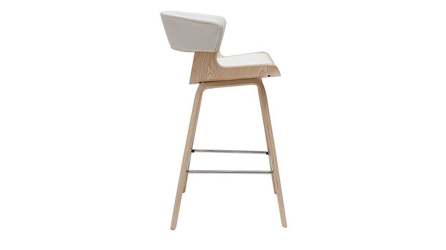 Chaise & Tabouret Miliboo Tabouret De Bar | Tabourets De Bar Design Blanc Et Bois Clair H65 Cm (Lot De 2) Syrah