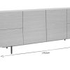 Rangement Miliboo | Buffet Design Finition Bois Clair Ch Ne Et M Tal Noir 2 Portes 4 Tiroirs L180 Cm Alaska