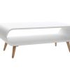 Table Miliboo | Table Basse Rectangulaire Scandinave Blanc Et Bois Clair L118 Cm Takla