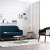 Canap & Fauteuil Miliboo Canap Design | Canap Scandinave D Houssable 2 Places En Tissu Bleu Canard Et Bois Clair Ynok