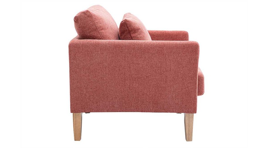 Canap & Fauteuil Miliboo Fauteuil Design | Fauteuil Scandinave D Houssable En Tissu Effet Velours Textur Terracotta Et Bois Clair Oslo