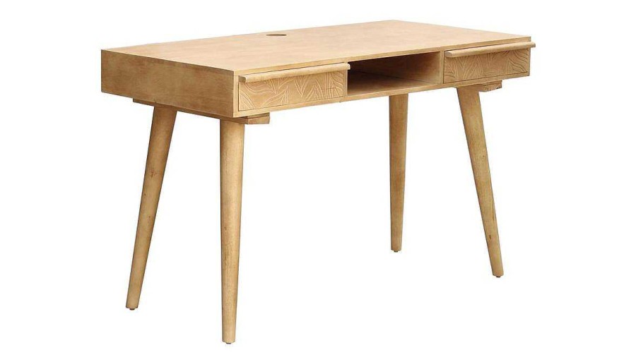 Bureau Miliboo Bureau Design | Bureau Avec Rangements 2 Tiroirs Ethnique Bois Manguier Massif Grav L120 Cm Kaffir