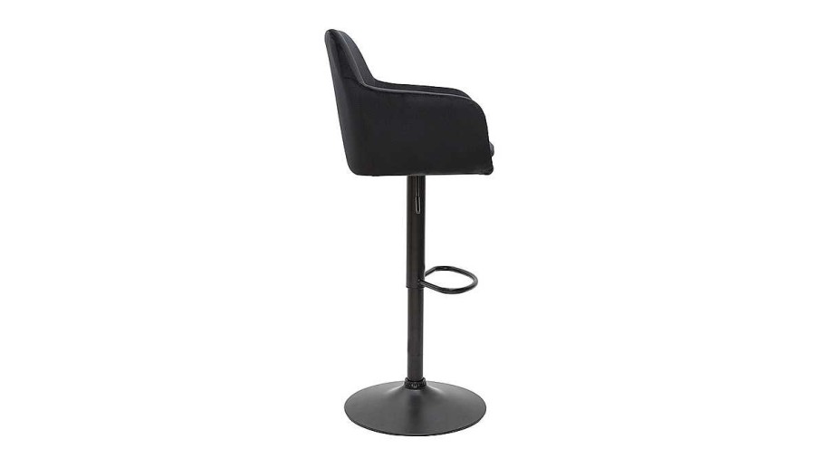 Chaise & Tabouret Miliboo Tabouret De Bar | Tabourets De Bar R Glables En Velours Noir Et M Tal (Lot De 2) Amika