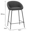 Chaise & Tabouret Miliboo Tabouret De Bar | Tabourets De Bar Design Tissu Gris Fonc 65 Cm (Lot De 2) Sheru