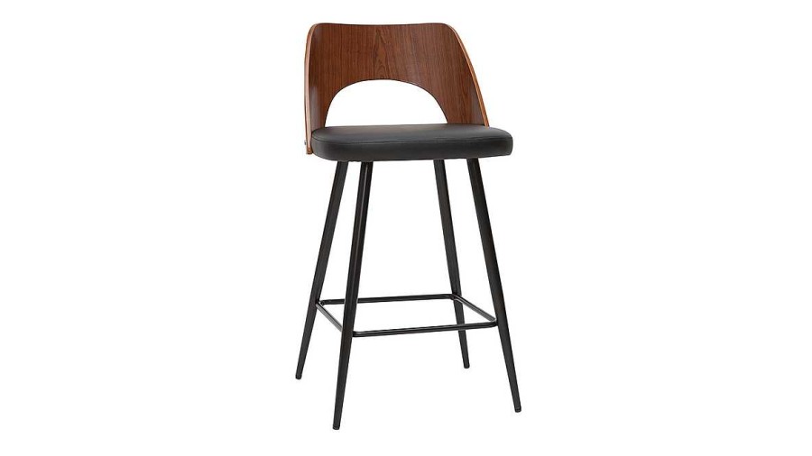 Chaise & Tabouret Miliboo Tabouret De Bar | Tabourets De Bar Design Noir Et Noyer H66.5 (Lot De 2) Falcom