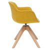 Chaise & Tabouret Miliboo Chaise Design | Chaise Design En Tissu Effet Velours Jaune Moutarde Et Bois Clair Massif Aaron