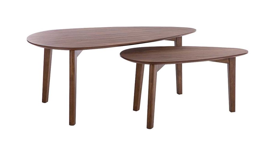 Table Miliboo | Tables Basses Gigognes Scandinaves Bois Fonc Noyer (Lot De 2) Artik