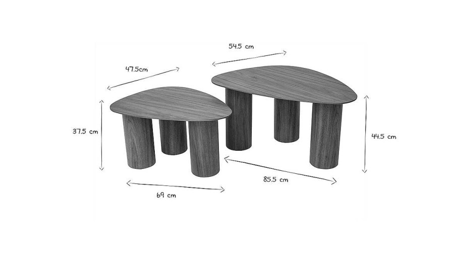 Table Miliboo | Tables Basses Gigognes Design En Bois Fonc (Lot De 2) Foleen