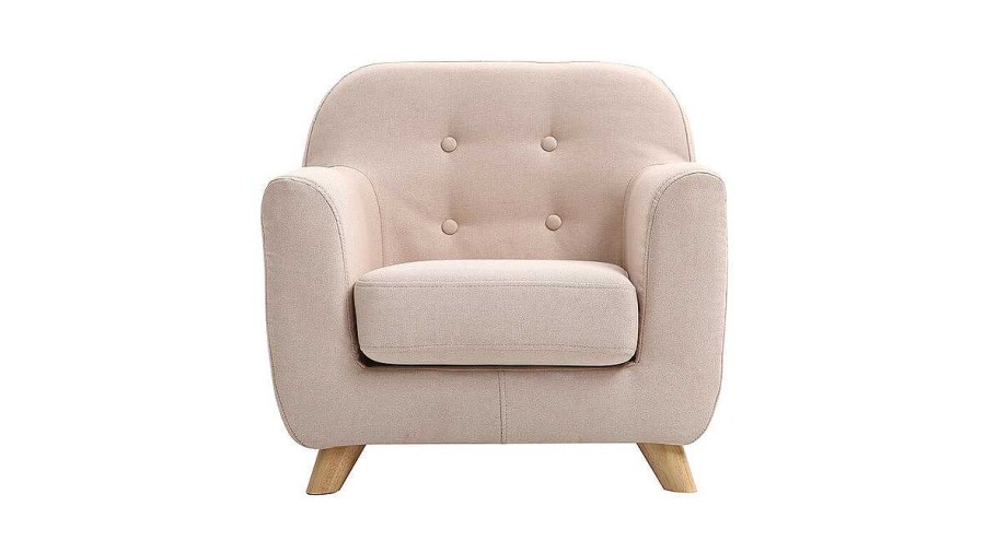 Enfant Miliboo | Fauteuil Enfant Scandinave En Tissu Rose Poudr Et Bois Clair Norkid