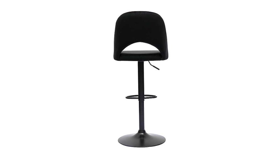 Chaise & Tabouret Miliboo Tabouret De Bar | Tabourets De Bar Relevables En Velours Noir Et M Tal Noir (Lot De 2) Cosette