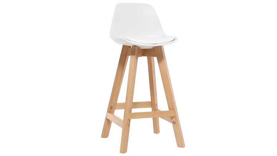 Chaise & Tabouret Miliboo Tabouret De Bar | Tabourets De Bar Scandinaves Blanc Et Bois 65 Cm (Lot De 2) Mini Pauline