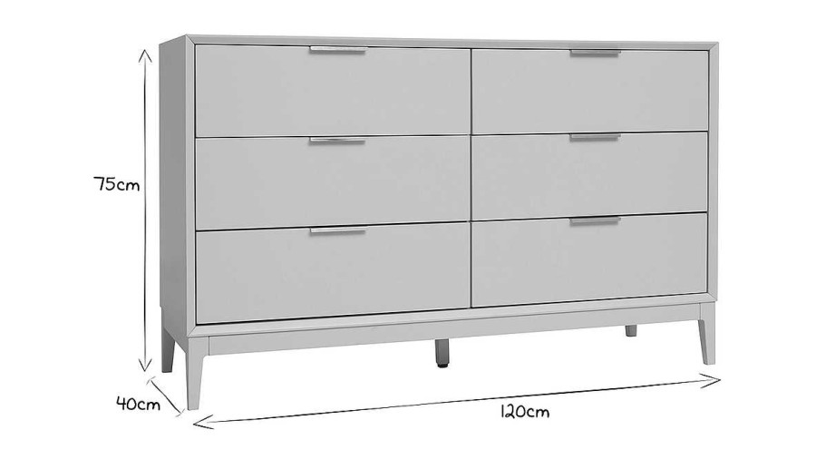 Rangement Miliboo | Commode Rose Poudr Et M Tal Dor 6 Tiroirs L120 Cm Giana