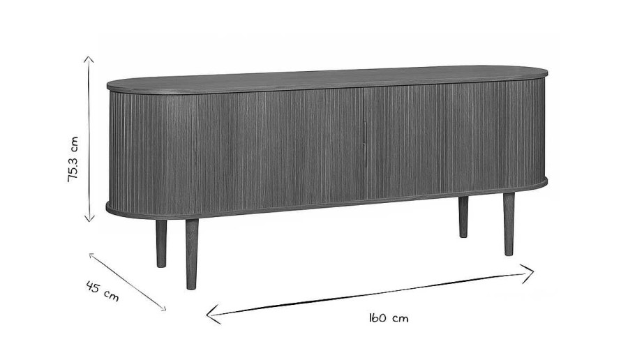 Rangement Miliboo | Buffet Vintage En Bois Clair Ch Ne 2 Portes Coulissantes L160 Cm Epic