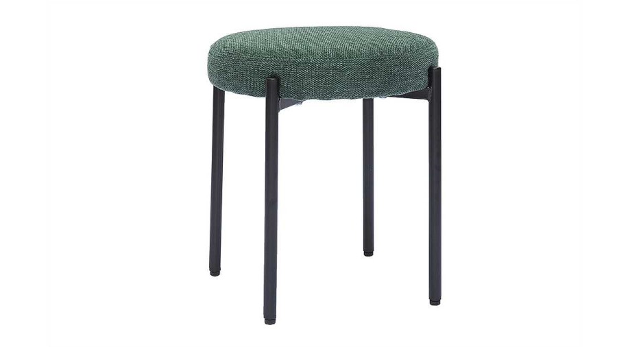 Chaise & Tabouret Miliboo Chaise Design | Tabouret Bas Empilable En Tissu Effet Velours Textur Vert Fonc Et M Tal Noir H41 Cm Kiko