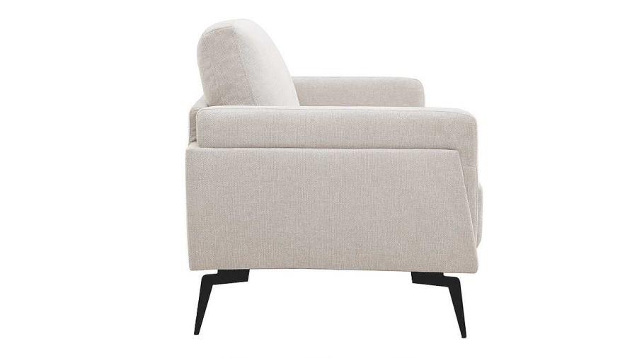 Canap & Fauteuil Miliboo Canap Design | Canap Design 2 Places En Tissu Effet Velours Textur Beige Et M Tal Noir Mosco