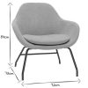 Canap & Fauteuil Miliboo Fauteuil Design | Fauteuil Design En Tissu Effet Laine Boucl E Blanc Cass Et M Tal Noir Mayne